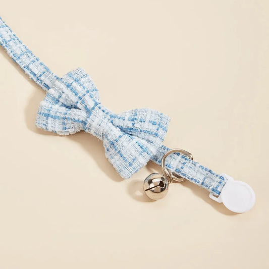Bow Cat Collar Adjustable Pet Bow Tie Collar with Safety Buckle and Bell Decoration Suitable for Kittens & Puppies