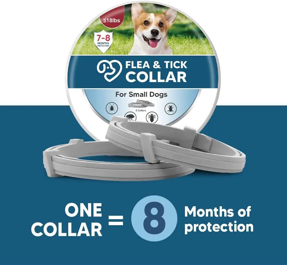 Effective Dog Flea & Tick Collar for Small Dogs, Lasts Up to 8 Months, Easy Application - 2 Pack