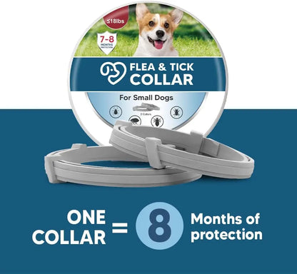 Effective Dog Flea & Tick Collar for Small Dogs, Lasts Up to 8 Months, Easy Application - 2 Pack