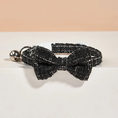 Bow Cat Collar Adjustable Pet Bow Tie Collar with Safety Buckle and Bell Decoration Suitable for Kittens & Puppies