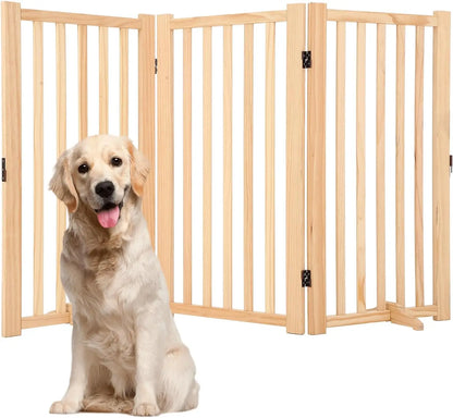 Freestanding Dog Gate, Foldable Pet Gate with Support Feet, Indoor Dog Fence for The House,Doorways, Stairs.