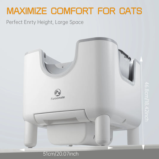 1pc Furoomate Self-Cleaning Litter Box Open-Top Automatic Cat Litter Box Easy Maintenance Safety Protection Odor Control Indoor