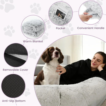 75x43 Inch Orthopedic Human Dog Bed, Waterproof Washable Cover, Soft Calming Lounger for People & Pets