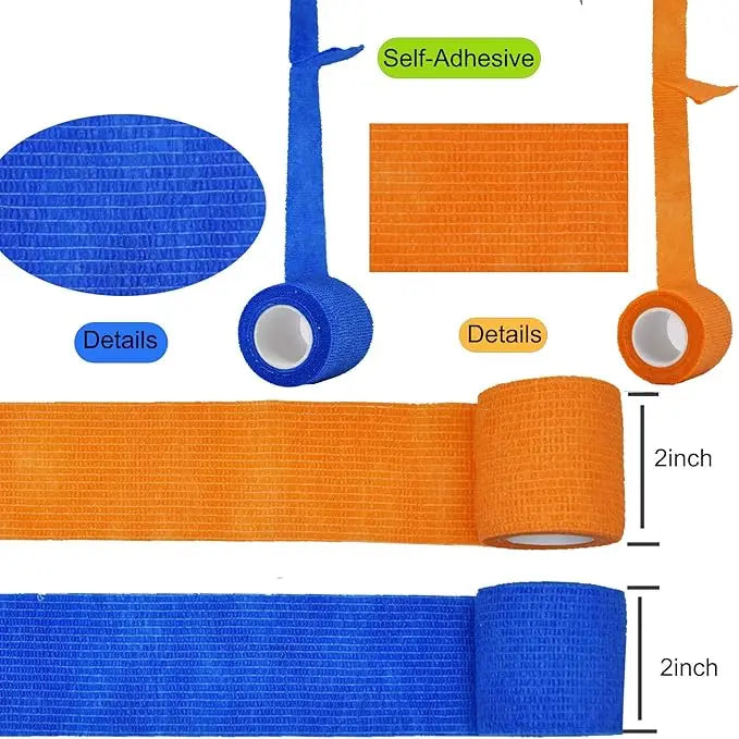 Human & Pet Self-Adherent Bandage - Breathable Elastic Cohesive Wrap for Sports Injuries, Joint Support & Pet Wound Dressing