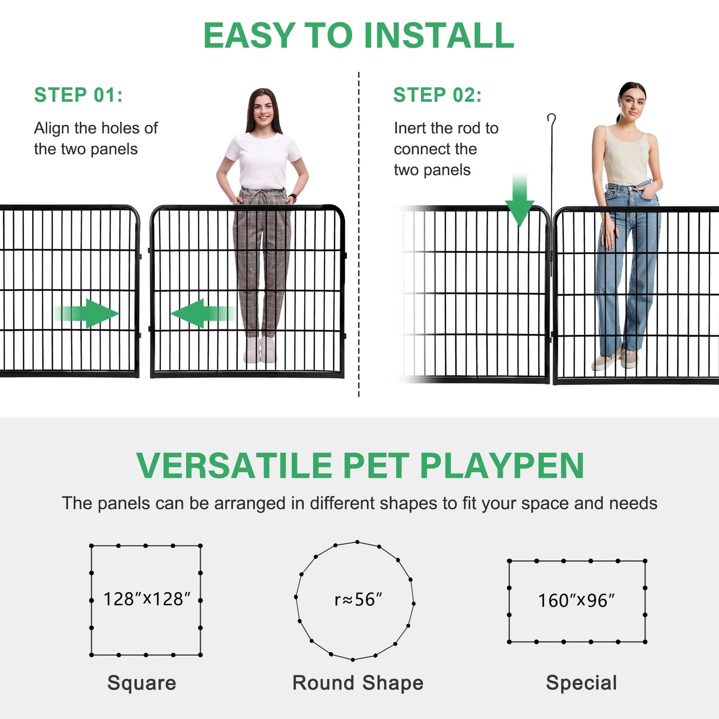 Dog Playpen 16 Panel Foldable Metal Pet Exercise Pen 24 Inch Outdoor Yard Camping Puppy Containment Fence Portable Pet