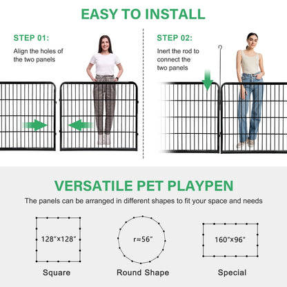 Dog Playpen 16 Panel Foldable Metal Pet Exercise Pen 24 Inch Outdoor Yard Camping Puppy Containment Fence Portable Pet