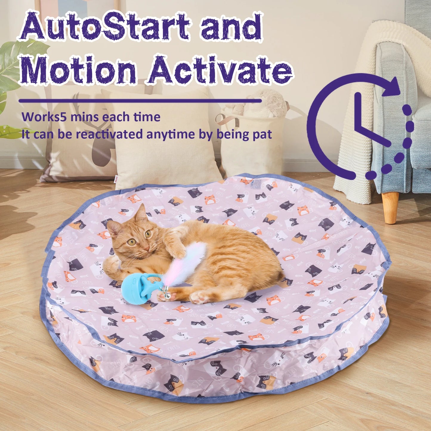 Interactive Cat Toy Reusable Motion Activate Chirping Cat and Mouse Catching Game for Pet Hide and Seek
