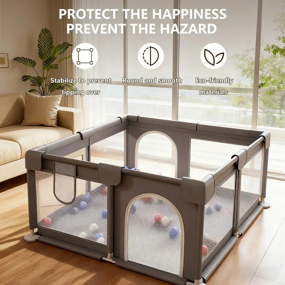 47x47x23.6 Inch Puppy Playpen With Gate, Dog Playpen For Puppies And Small Dogs, Durable Safety Pet Fence With HighStrength Nylon
