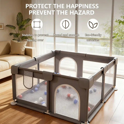47x47x23.6 Inch Puppy Playpen With Gate, Dog Playpen For Puppies And Small Dogs, Durable Safety Pet Fence With HighStrength Nylon