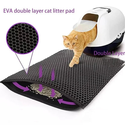 Cat Litter Mat With Gift Double Layer Waterproof Pet Litter Box Mat Non-slip Sand Cat Pad Washable Bed Mat