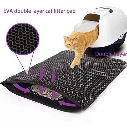 Cat Litter Mat With Gift Double Layer Waterproof Pet Litter Box Mat Non-slip Sand Cat Pad Washable Bed Mat
