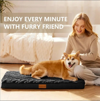 Orthopedic Dog Bed XL 48x30 Inch, Waterproof Egg Crate Foam Pet Bed with Removable Washable Cover, Non-Skid Bottom