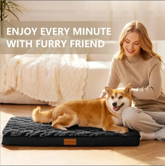 Orthopedic Dog Bed XL 48x30 Inch, Waterproof Egg Crate Foam Pet Bed with Removable Washable Cover, Non-Skid Bottom