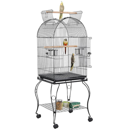 59-Inch Rolling Standing Medium Dome Open Top Bird Cage for Parrots Cockatiels Sun Conures Parakeets Lovebirds, Customized