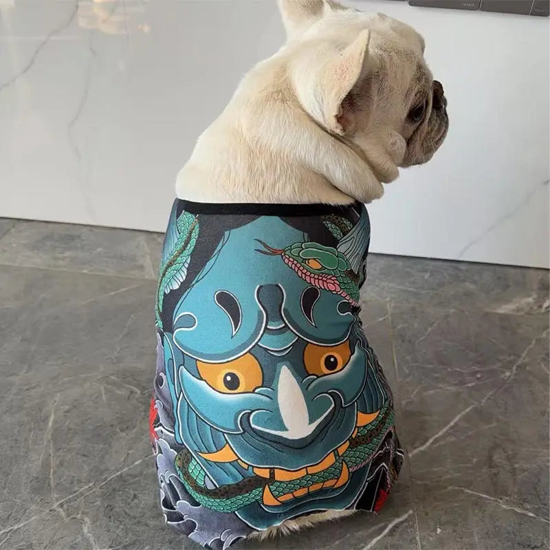 Funny Dog Tattoo Clothes Puppy Spring Clothes Dog Supply Handsome Trend Pet Vest Corgi French Bulldog Printed Dog Clothes Outfit