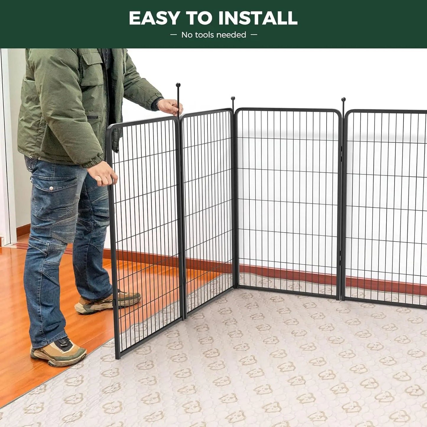 Outdoor dog game fence, suitable for indoor, courtyard, RV camping, 45 inch 16 panel, suitable for large dogs