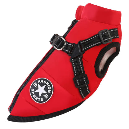 Winter Warm Pet Dog Jacket with Harness Waterproof Dog Coat Vest for Small Medium Chihuahua French Bulldog Outdoor Dog Clothes