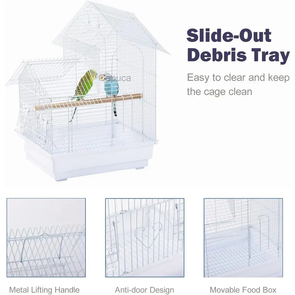 Compact Bird Cage Kit for Small Birds with Accessories - Ideal for Parakeets, Lovebirds, Parrotlets, and Canaries