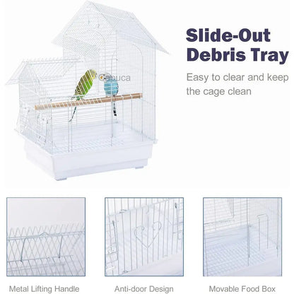 Compact Bird Cage Kit for Small Birds with Accessories - Ideal for Parakeets, Lovebirds, Parrotlets, and Canaries