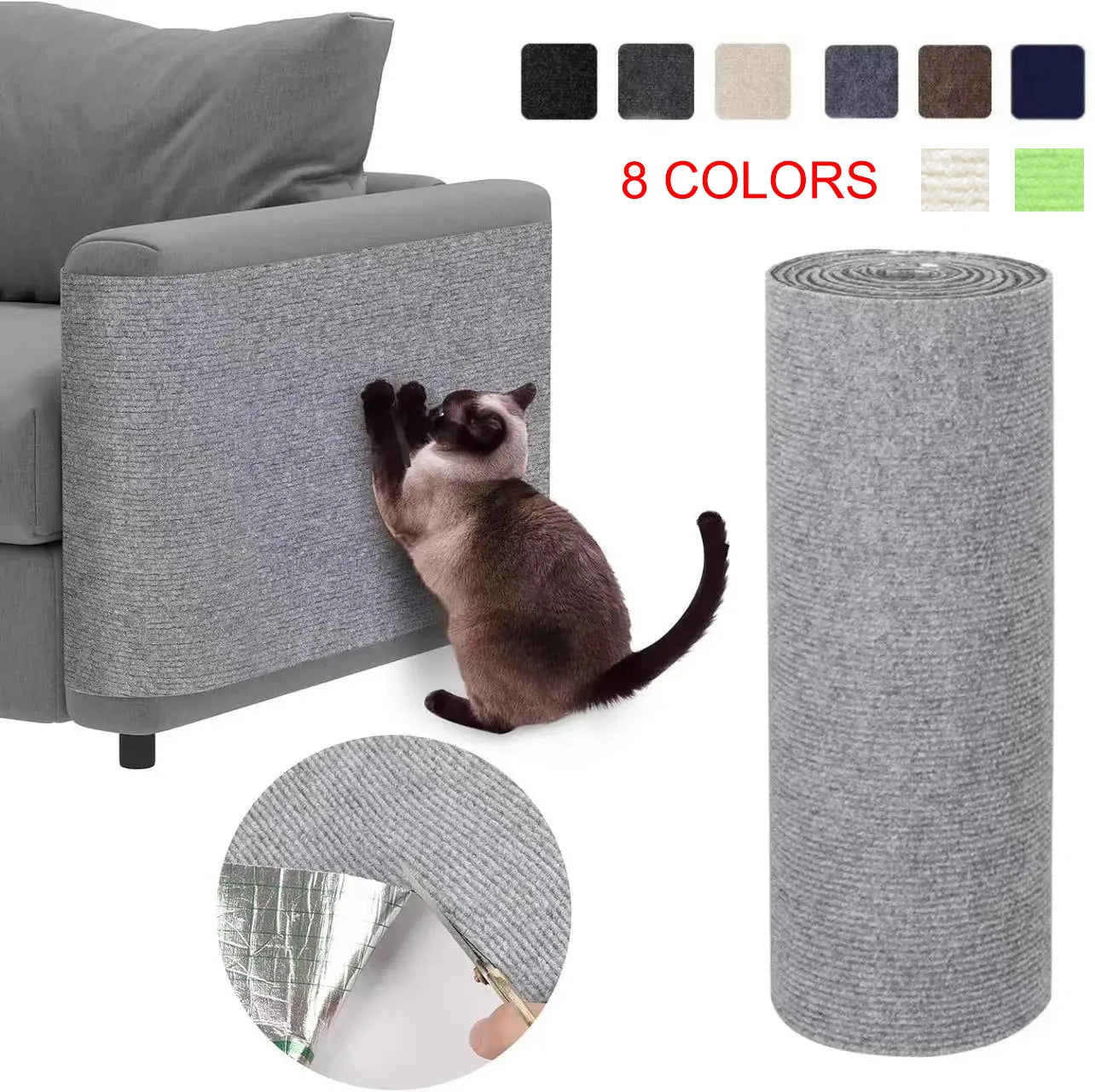 Self-Adhesive Trimmable Cat Scratching Carpet Sofa Furniture Protector