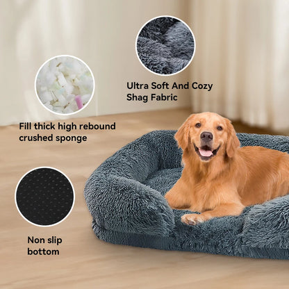 Thickened orthopedic dog bed for large dogs - egg sponge, easy to remove and wash plush cover.