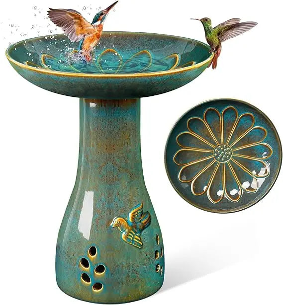 Bird Bath for Outdoors, 21.5 inch Heavy Duty Bird Bath, Weather-Resistant Birdbath for Outdoor Garden Use, Attracts Birds