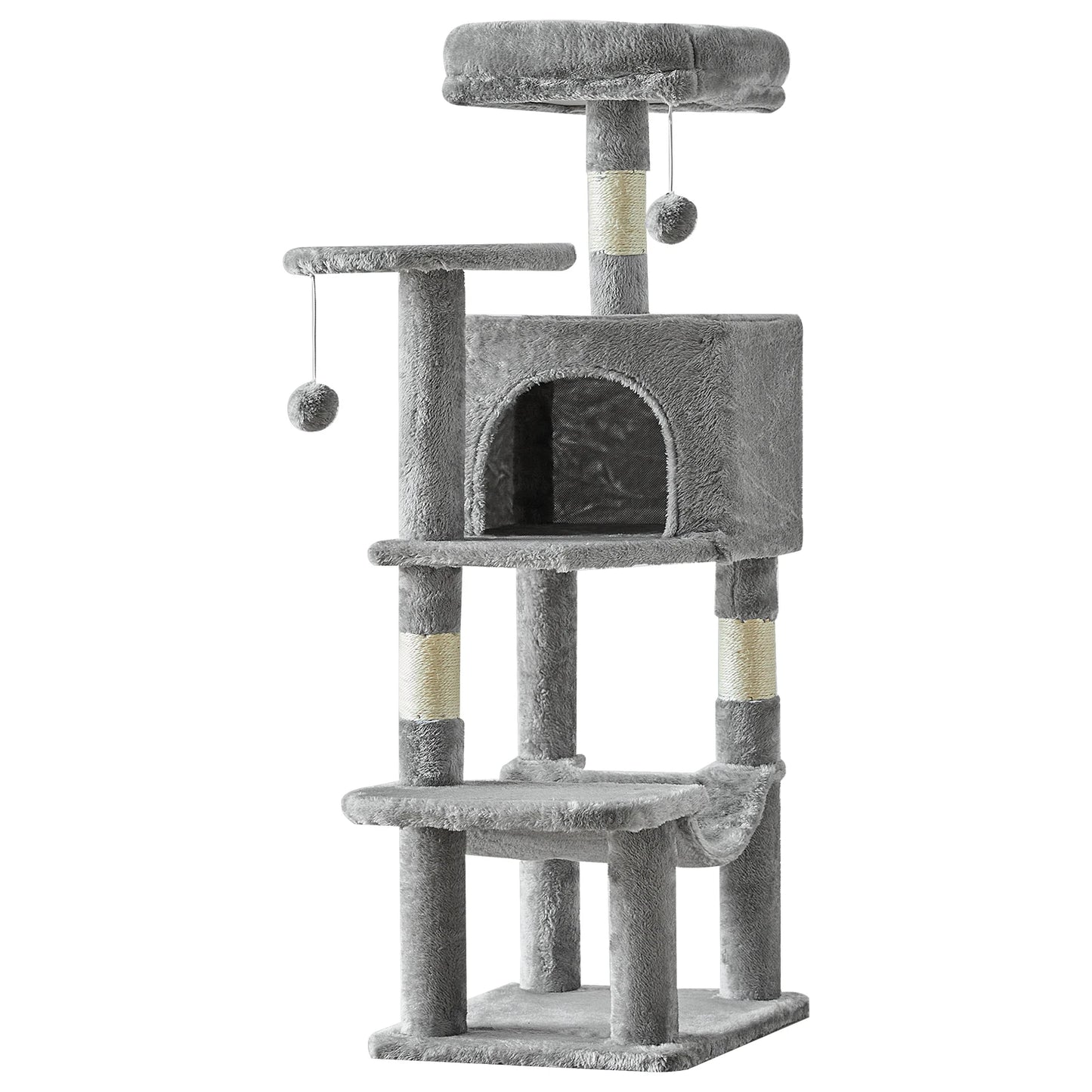 JHK 44In Cat Tree Tall Multi-Cat Climbing Tower, Scratching Posts Stable House for Indoor Cat