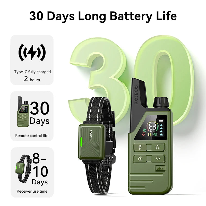ROJECO Electric Dog Training Collar Remote Control Rechargeable Bark Control Stop Shock Collar