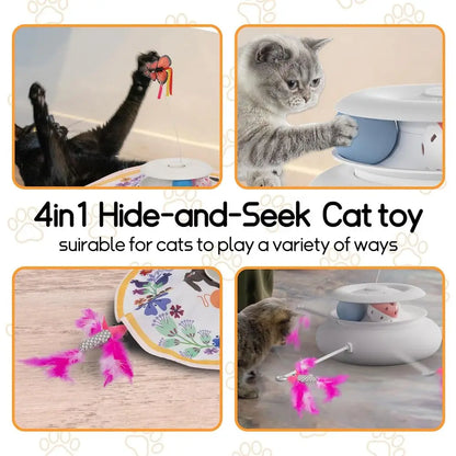 4-in-1 Interactive Cat Toy, Auto Litter Toy, Sensor Automatic Hide & Seek, USB Rechargeable, Indoor Cats Exercise & Boredom Relief