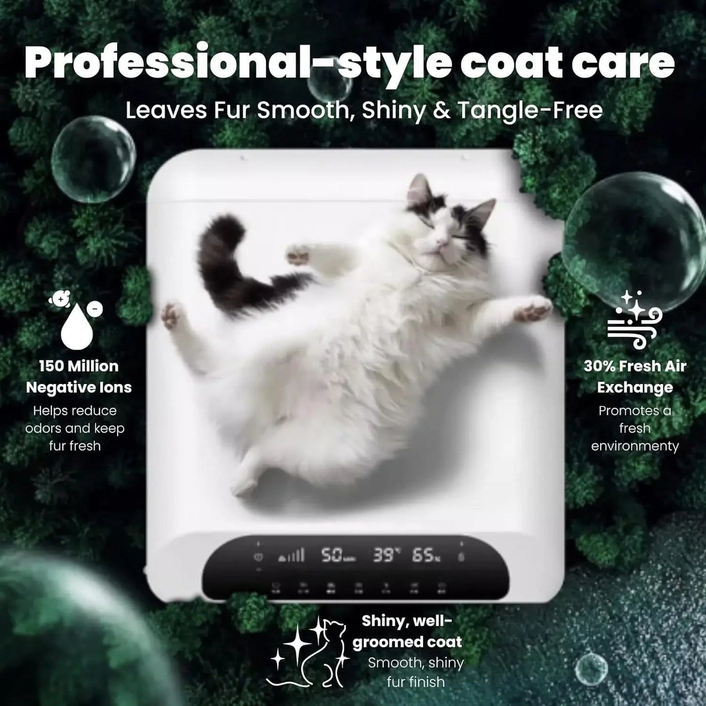 Low Noise Pet Dryer Box, 20 Air Vents, Gentle Fur Care, Smart App & All-Season Safety Grooming, Custom