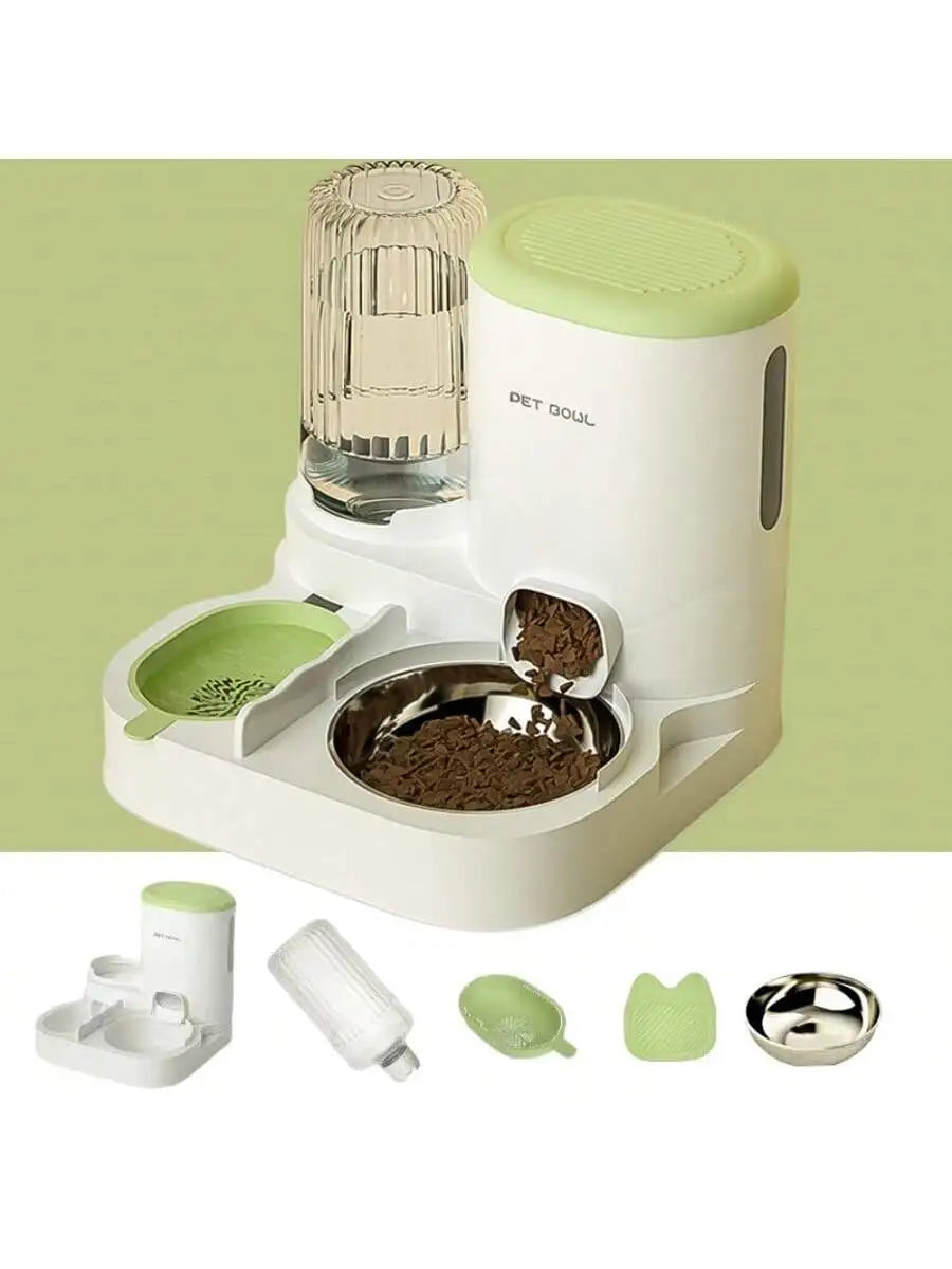 Two-In-One Automatic Cat Water Dispenser Set-Detachable, Washable, Automatic Feeding Station, Indoor Cat Food Bowl