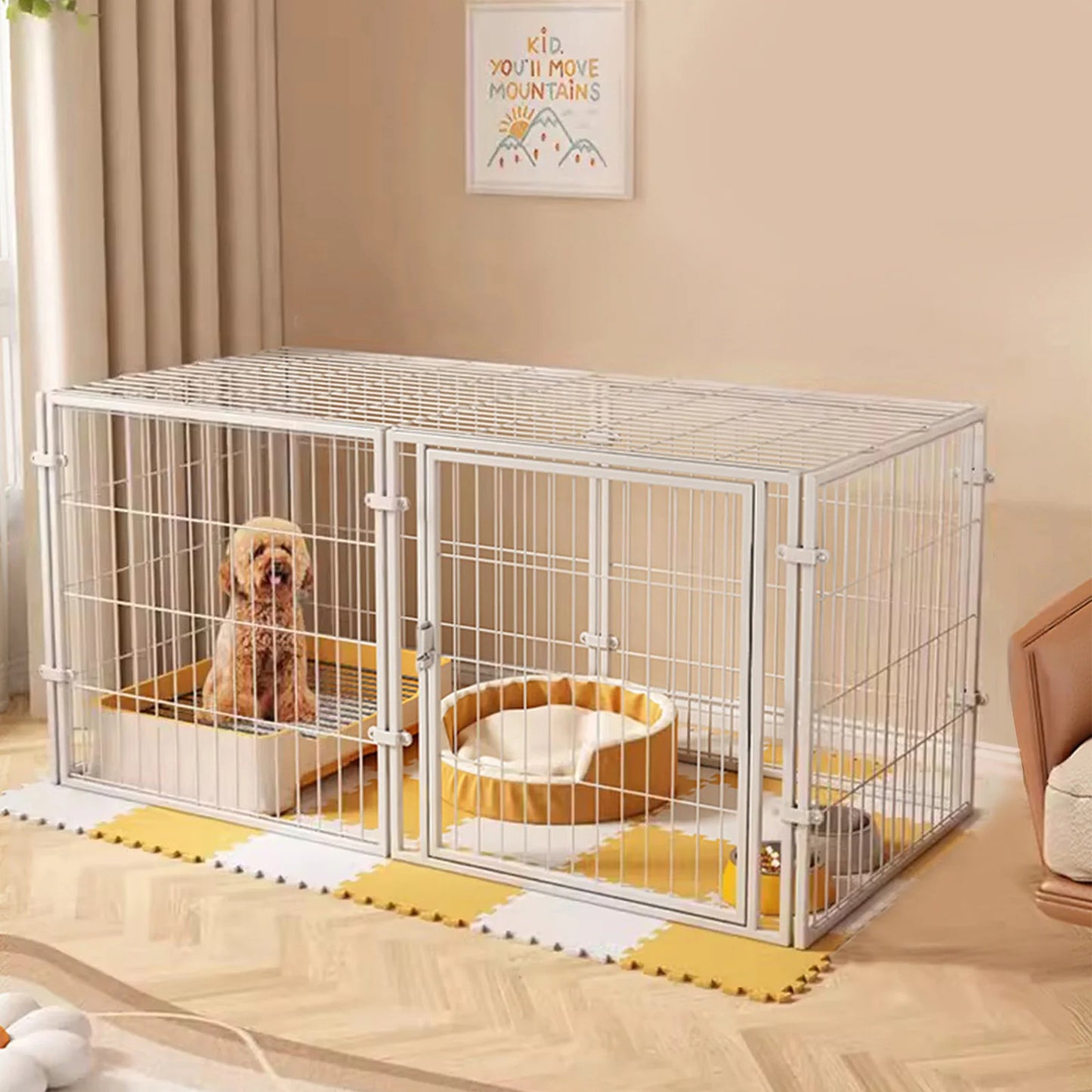 48 Inch Kennel Cage Easy Assemble Heavy Duty Wire Dog Crates with Door Stackable for Puppy/Small Dog/Rabbit/Pig