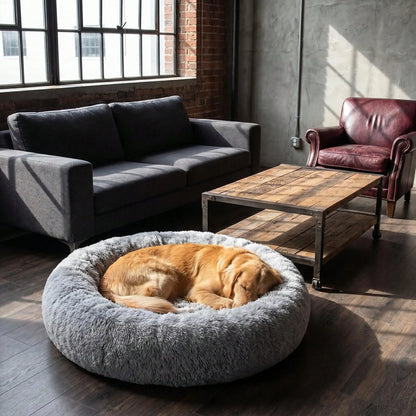 Dog Bed, Calming Soft Anti-Anxiety Donut Cat Bed, Washable Round Fluffy Cushion For Small Medium And Big Pets