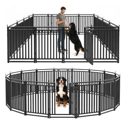 Dog Playpen Dog Fence Outdoor for Yard"H with Sturdy Portable Puppy Playpen for Indoor Outdoor RV Camping Use - Black Silver