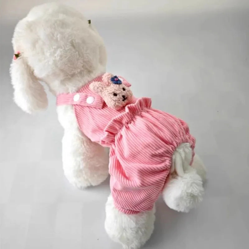 Cute Dog Jumpsuit Pink Yellow Strap Jumpsuits Clothing For Chihuahua Pet Overalls Pajamas For Small Medium Dogs XXL