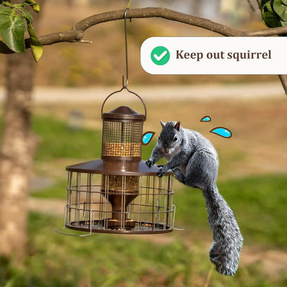 Upgraded Squirrel Proof Bird Feeders, 3Lbs Capacity Caged Bird Feeder, Innovative DIY Starling-Proof