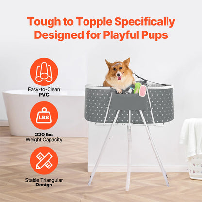 VEVOR Foldable Dog Bathtub Elevated Grey/Light Blue Shower Station for Small & Medium Pets