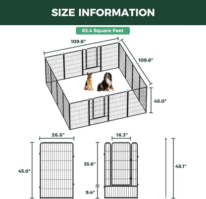 Outdoor dog game fence, suitable for indoor, courtyard, RV camping, 45 inch 16 panel, suitable for large dogs