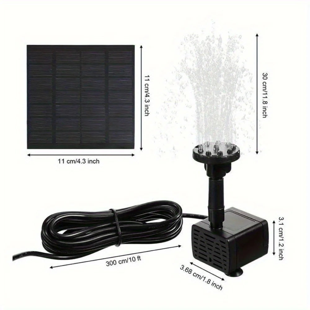 Solar Fountain with 6 Nozzles - 1.4W Solar Panel Floating Water Pump for Bird Baths, Pools, Garden DIY Waterfall