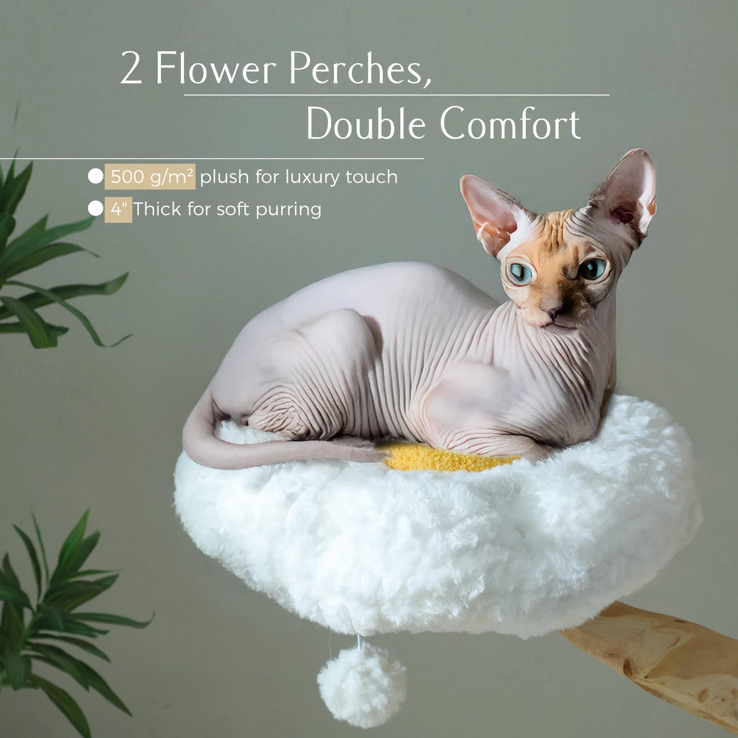 Large Cat Tree Tower with Sisal Scratching Post Wicker Basket Bed Flower Cat Condo Indoor