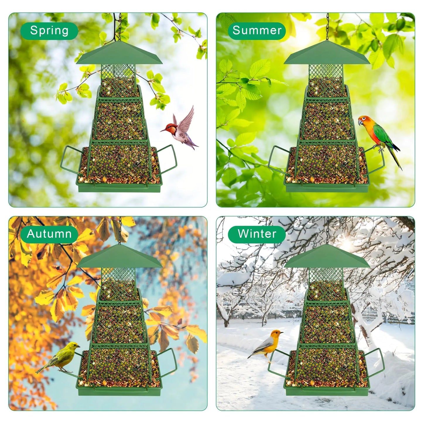 "Seed-Saving" Heavy-Duty Outdoor Bird Feeder - Squirrel Proof, Metal Mesh Design For Cardinals & Wild Birds, Perfect For Garden