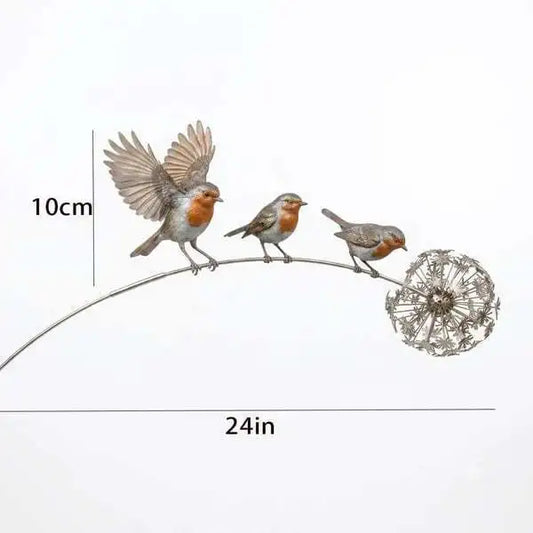 Metal iron bird floral ornaments outdoor courtyard garden decoration Robin Garden Stake