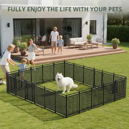 Dog Playpen Dog Fence Outdoor for Yard"H with Sturdy Portable Puppy Playpen for Indoor Outdoor RV Camping Use - Black Silver