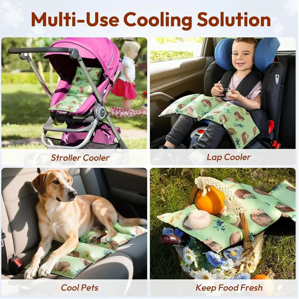 Summer Car Seat Cooling Pad with Ice Packs Insulated Cooler Mat Sun Protection Cover for Stroller Kids And Pets