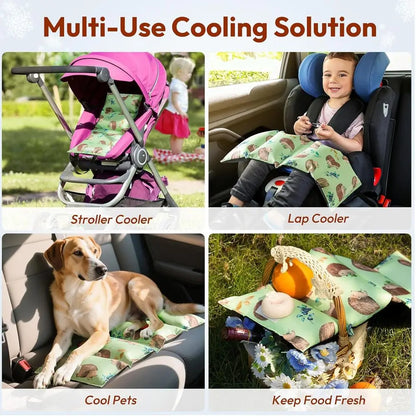 Summer Car Seat Cooling Pad with Ice Packs Insulated Cooler Mat Sun Protection Cover for Stroller Kids And Pets