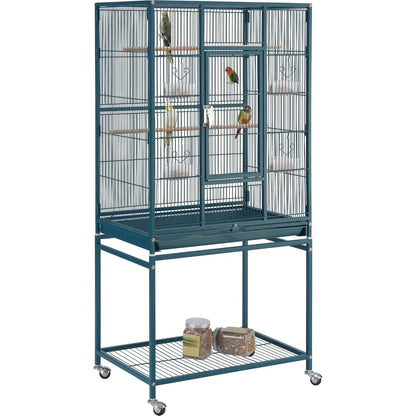 Wrought Iron Standing Large Parrot Parakeet Flight Bird Cage with Stand for Small Parrot Cockatiel Sun Parakeet, Customized