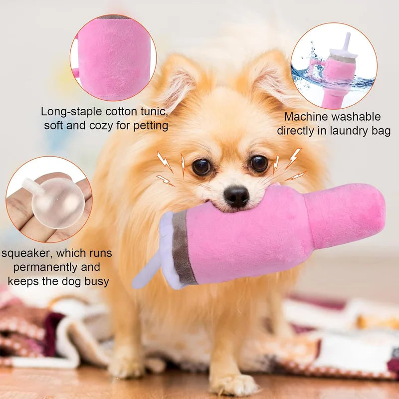 Cute Pink Squeaky Dog Cup Toy - Safety Design Chew Toy for Small/Medium/Large Dogs Exercise & Birthday Accompany