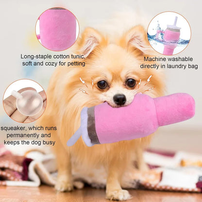 Cute Pink Squeaky Dog Cup Toy - Safety Design Chew Toy for Small/Medium/Large Dogs Exercise & Birthday Accompany