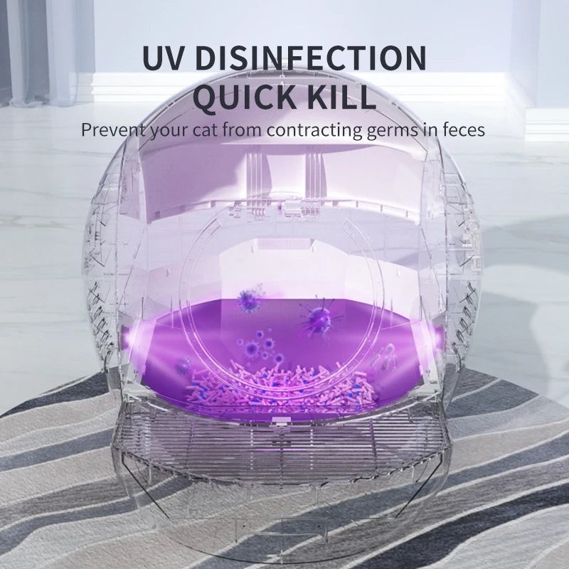Automatic Cat Litter Box Large WIFI Controlled Cleaning UV Sterilisation Anti-splash Intelligent Luxury Cat Litter Pan