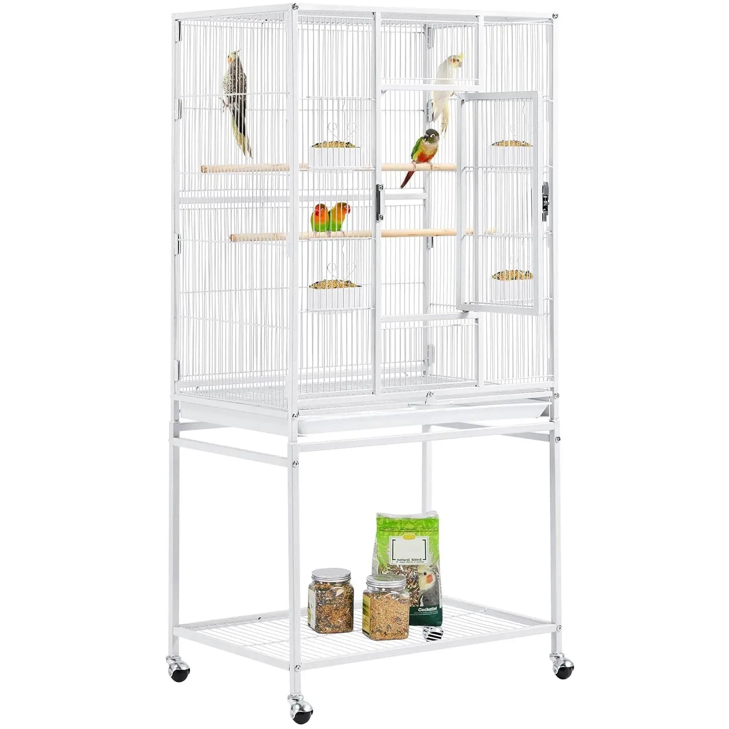 Wrought Iron Standing Large Parrot Parakeet Flight Bird Cage with Stand for Small Parrot Cockatiel Sun Parakeet, Customized